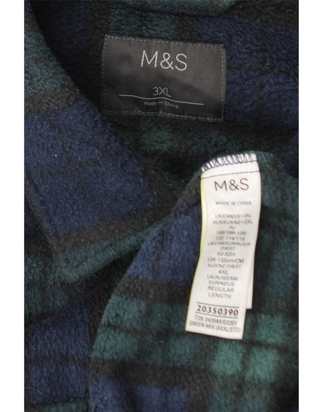 Camicia in pile da uomo Marks & Spencer Overshirt 3XL Poliestere a quadri verde