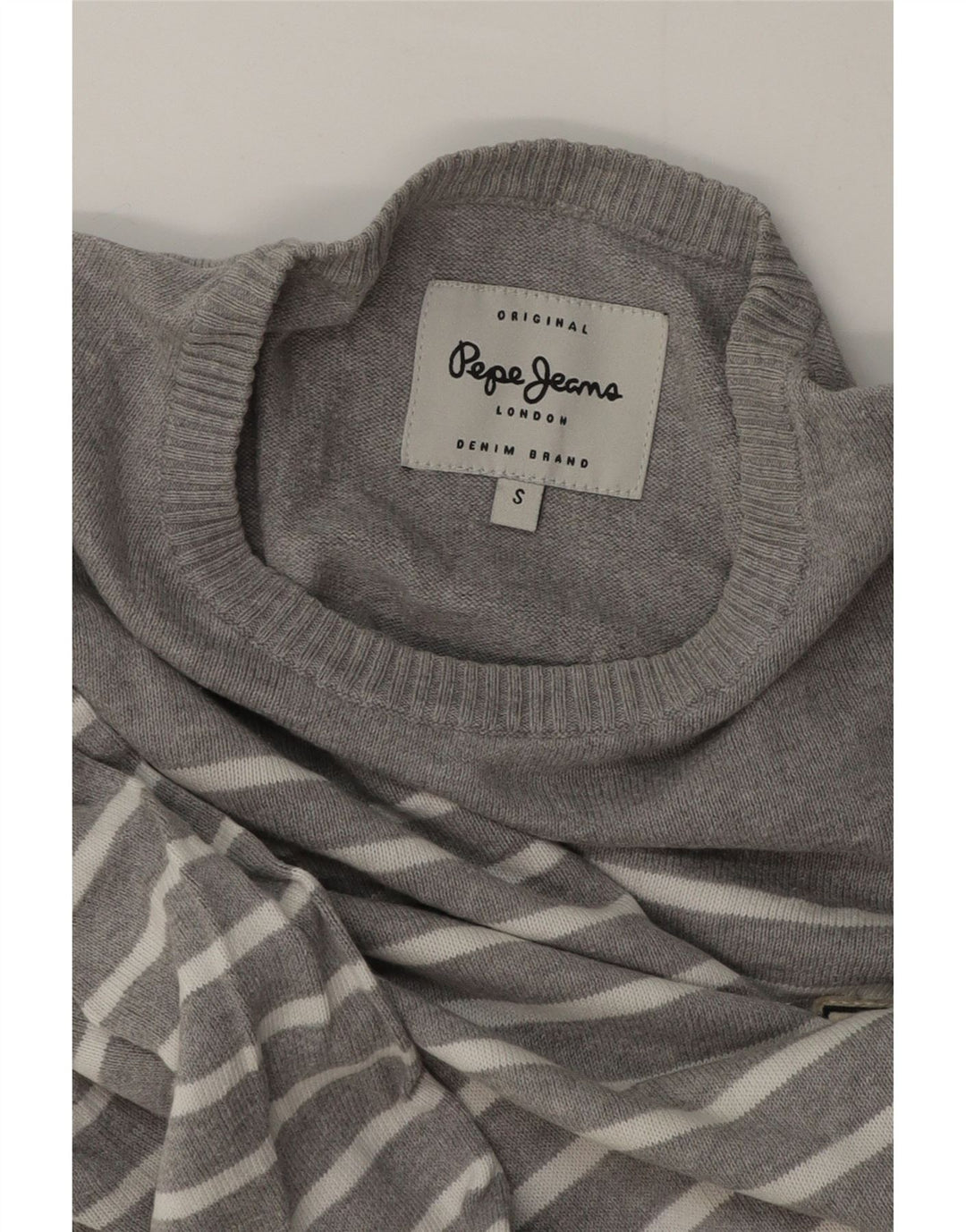 Maglione maglione girocollo da uomo PEPE Jeans a righe piccole grigie