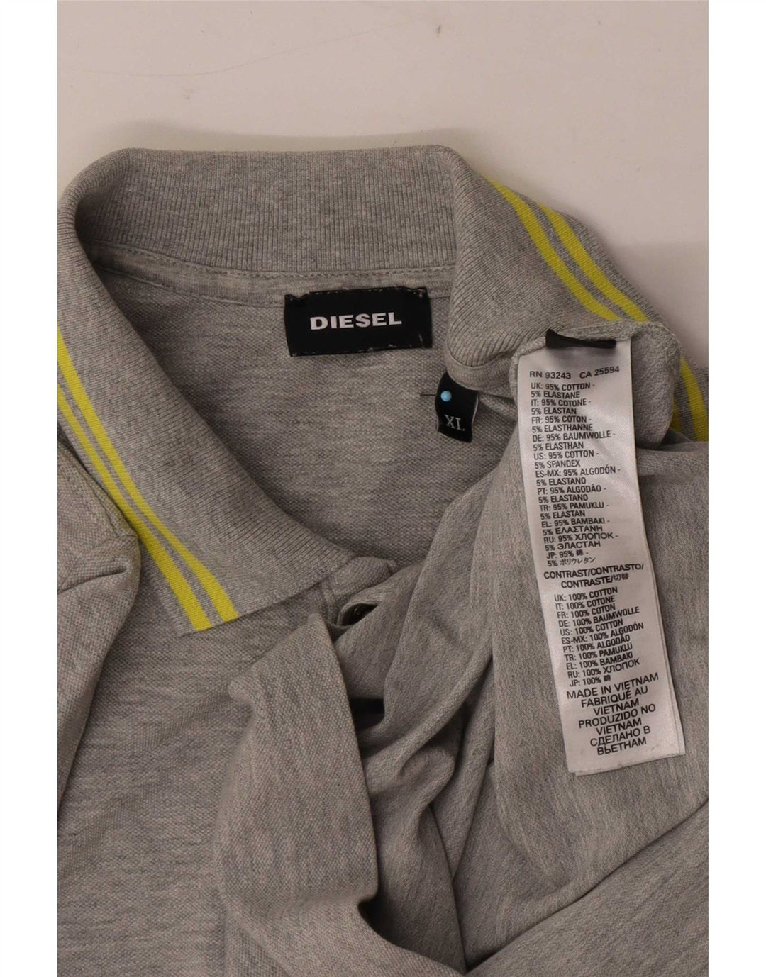 Polo da uomo Diesel XL in cotone a righe grigie