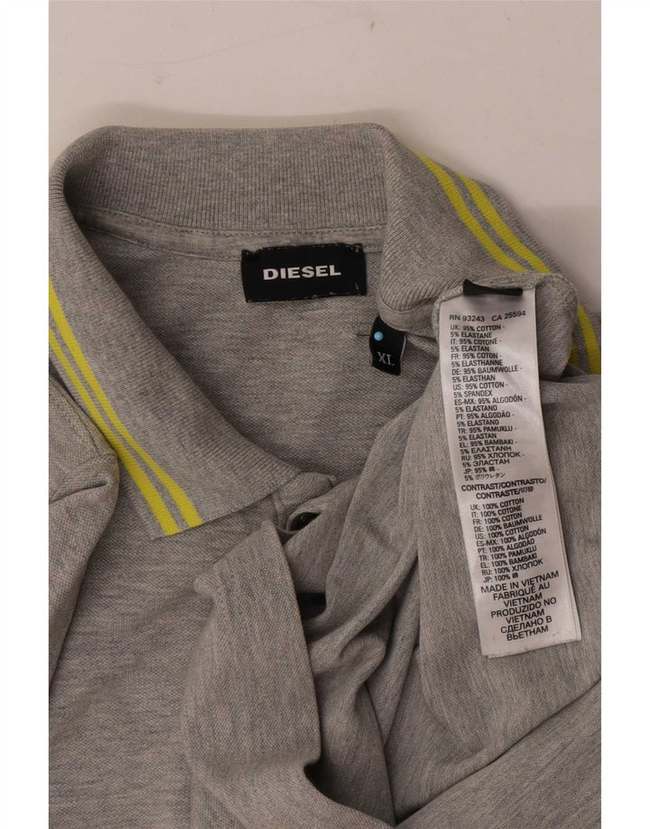 Polo da uomo Diesel XL in cotone a righe grigie