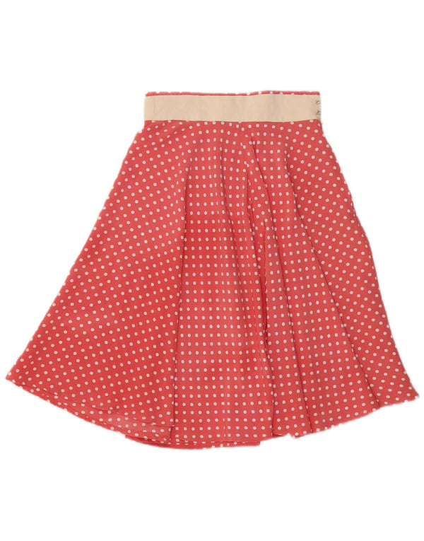 Gonna a trapezio da donna vintage W25 XS rosa a pois