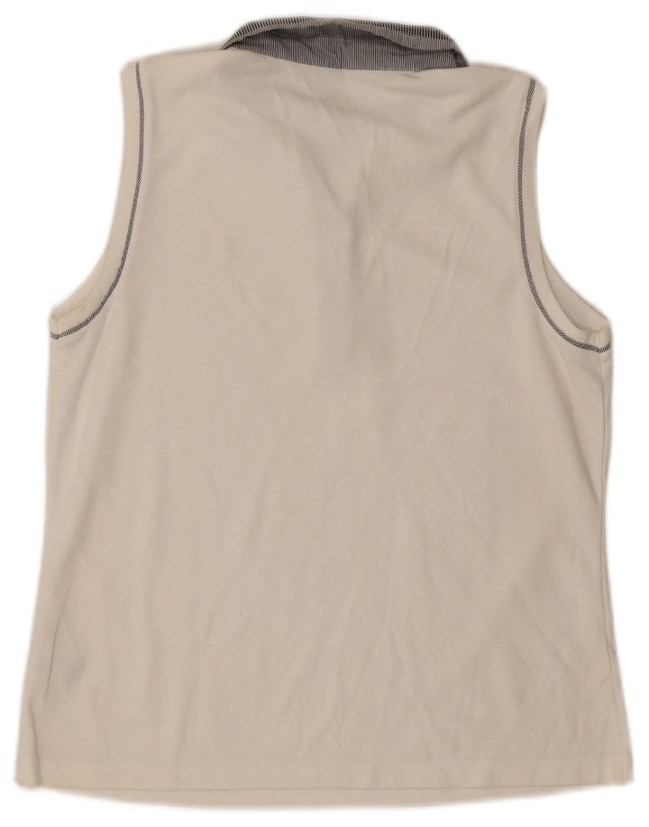 Polo senza maniche da donna IZOD UK 14 grande cotone bianco