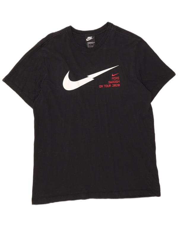 T-shirt grafica Nike Swoosh da uomo con vestibilità standard, top grande in cotone blu navy