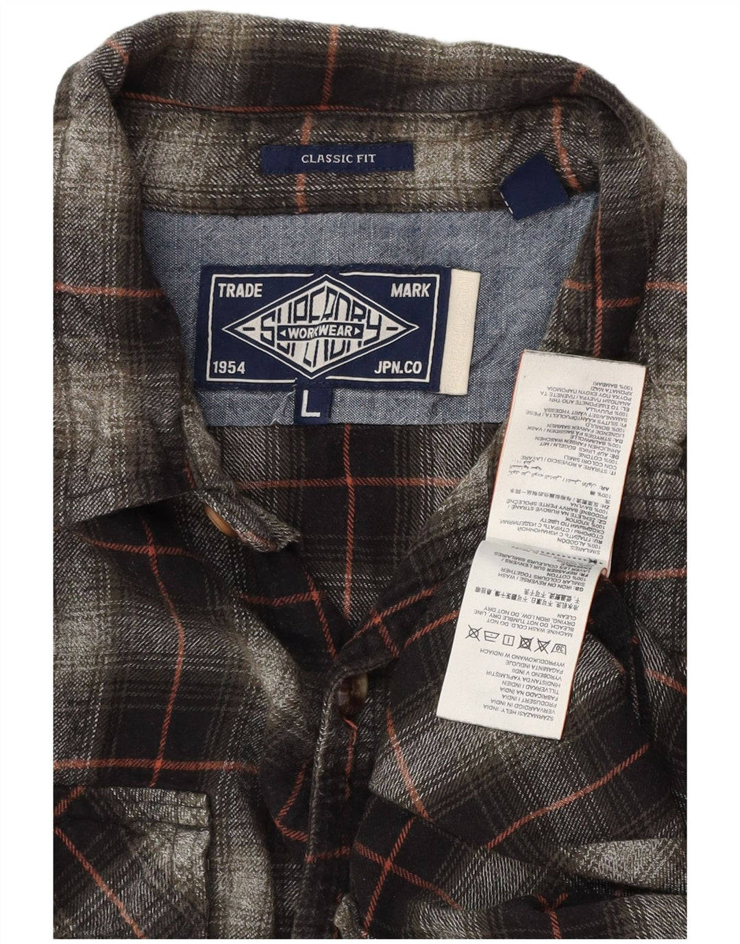 Camicia da uomo in flanella dalla vestibilità classica SUPERDRY, cotone a quadri neri grandi