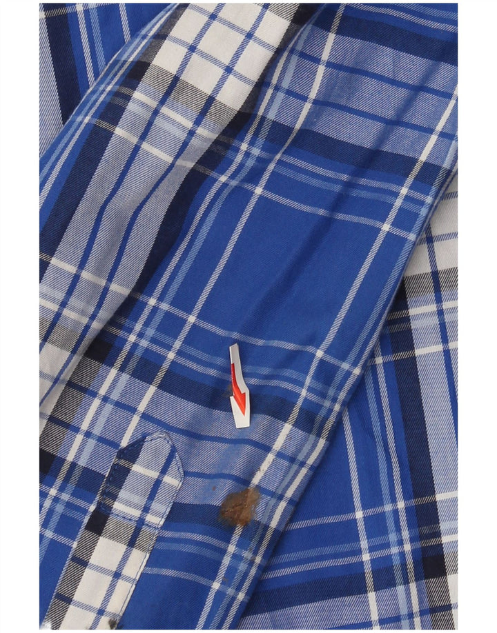 Chaps Camicia da uomo in flanella XL in cotone a quadri blu