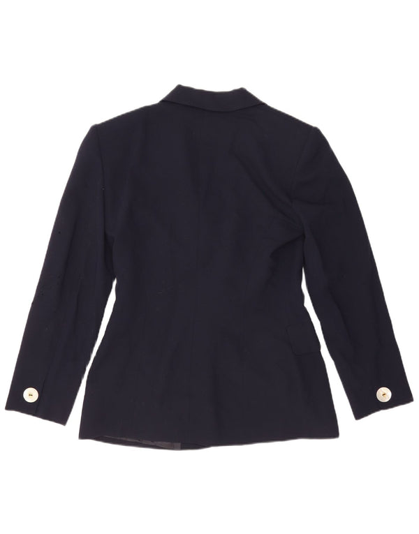Giacca blazer da donna a 1 bottone Marella UK 10 piccola lana vergine blu navy