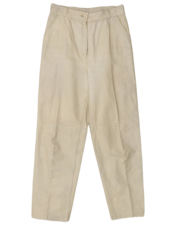 Pantaloni casual a vita alta da donna vintage IT 38 XS W25 L28 Bianco sporco