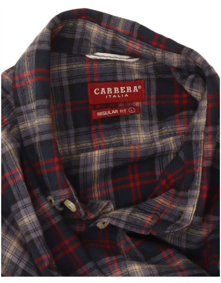 CARRERA Camicia da uomo in flanella dalla vestibilità regolare, grande motivo a quadri blu navy