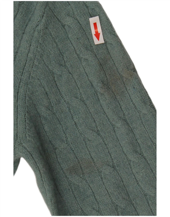 Crew Clothing Maglione da uomo con zip e collo piccolo in lana verde
