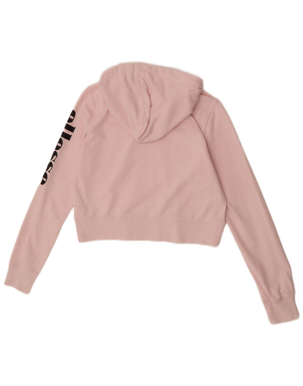 Felpa con cappuccio corta grafica da donna Ellesse UK 6 XS cotone rosa