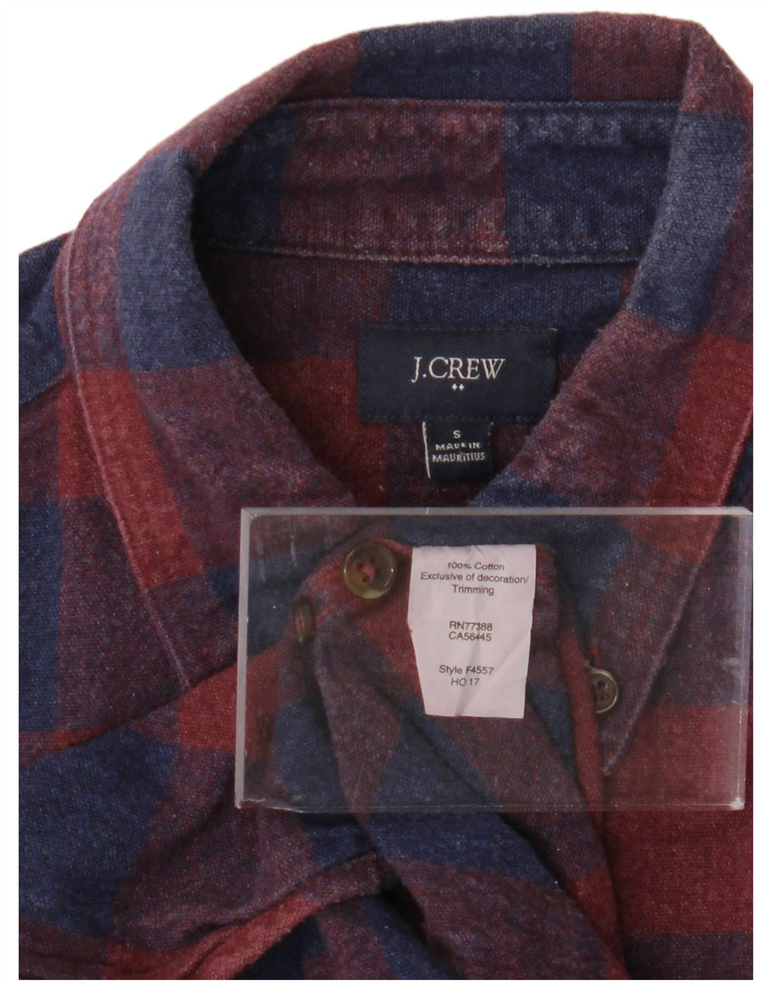 J. CREW Camicia da uomo in flanella piccola in cotone a quadri bordeaux