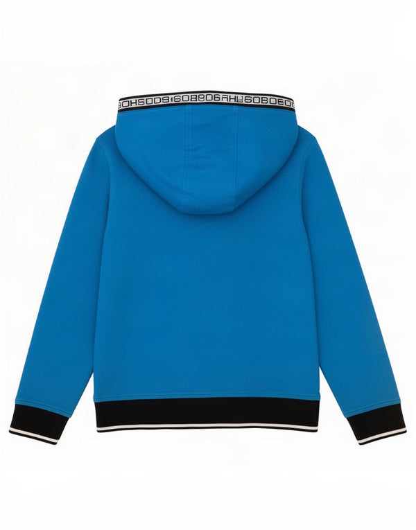 Maglione con cappuccio e zip per ragazzi Hugo Boss 5-6 anni in cotone color block blu