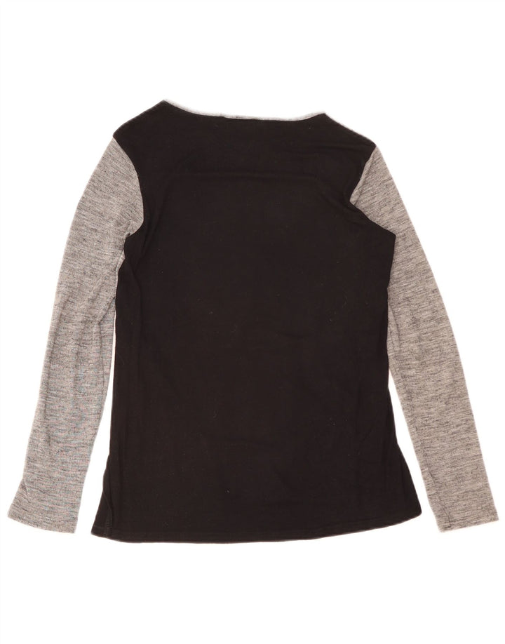 Top grafico da donna Zara a maniche lunghe UK 10 Small Grigio Colourblock Poliestere
