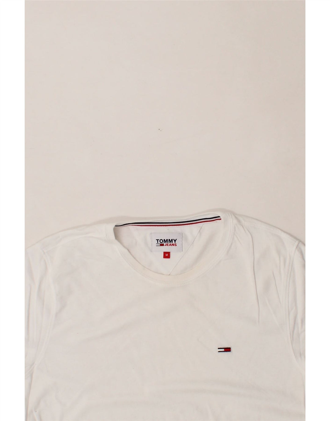 TOMMY HILFIGER Mens T-Shirt Top Medium Off White Cotton Vintage Tommy Hilfiger and Second-Hand Tommy Hilfiger from Messina Hembry 