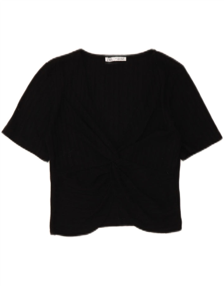 Top corto da donna Zara UK 8 piccolo poliestere nero