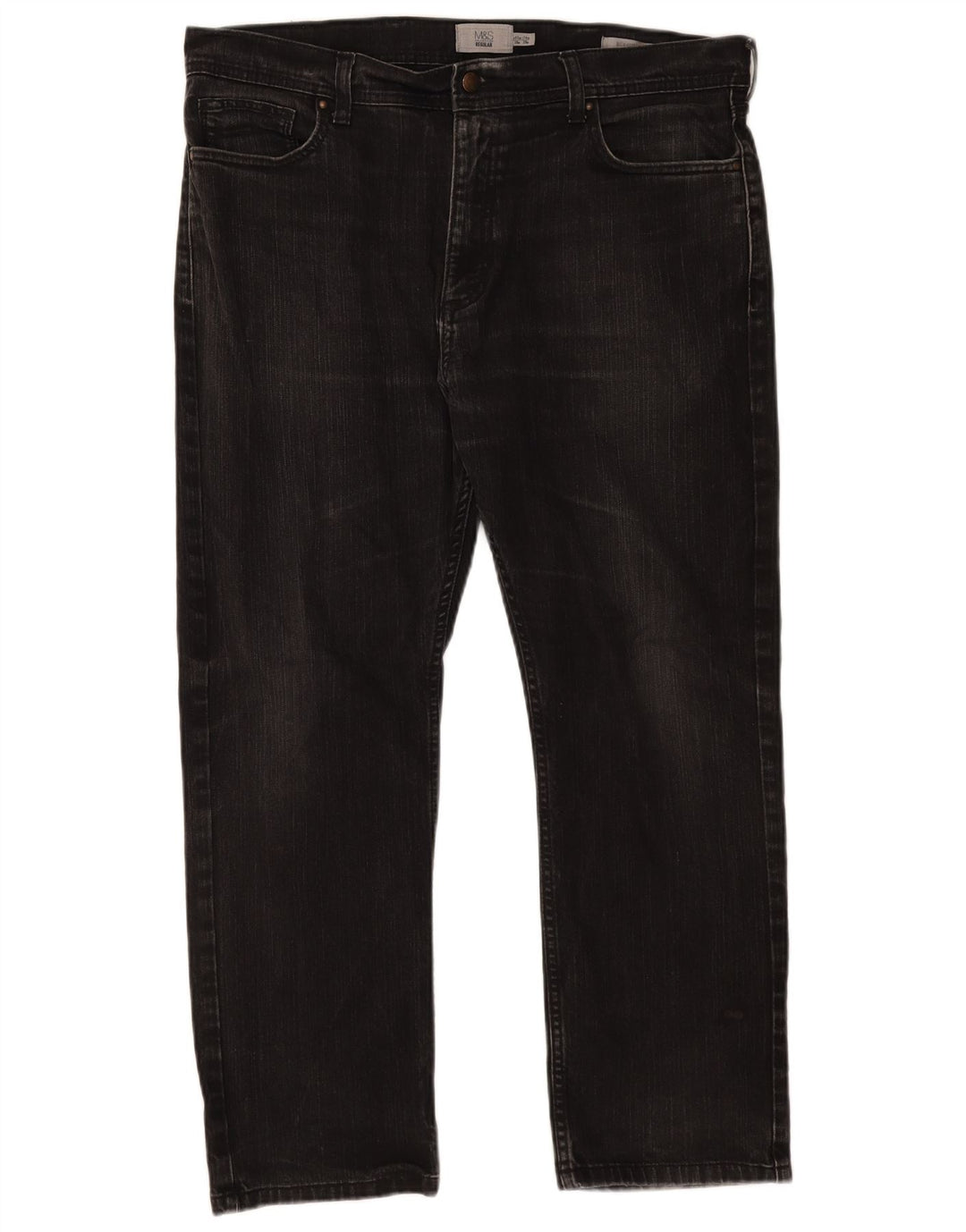Jeans dritti regolari da uomo Marks & Spencer W38 L29 cotone nero