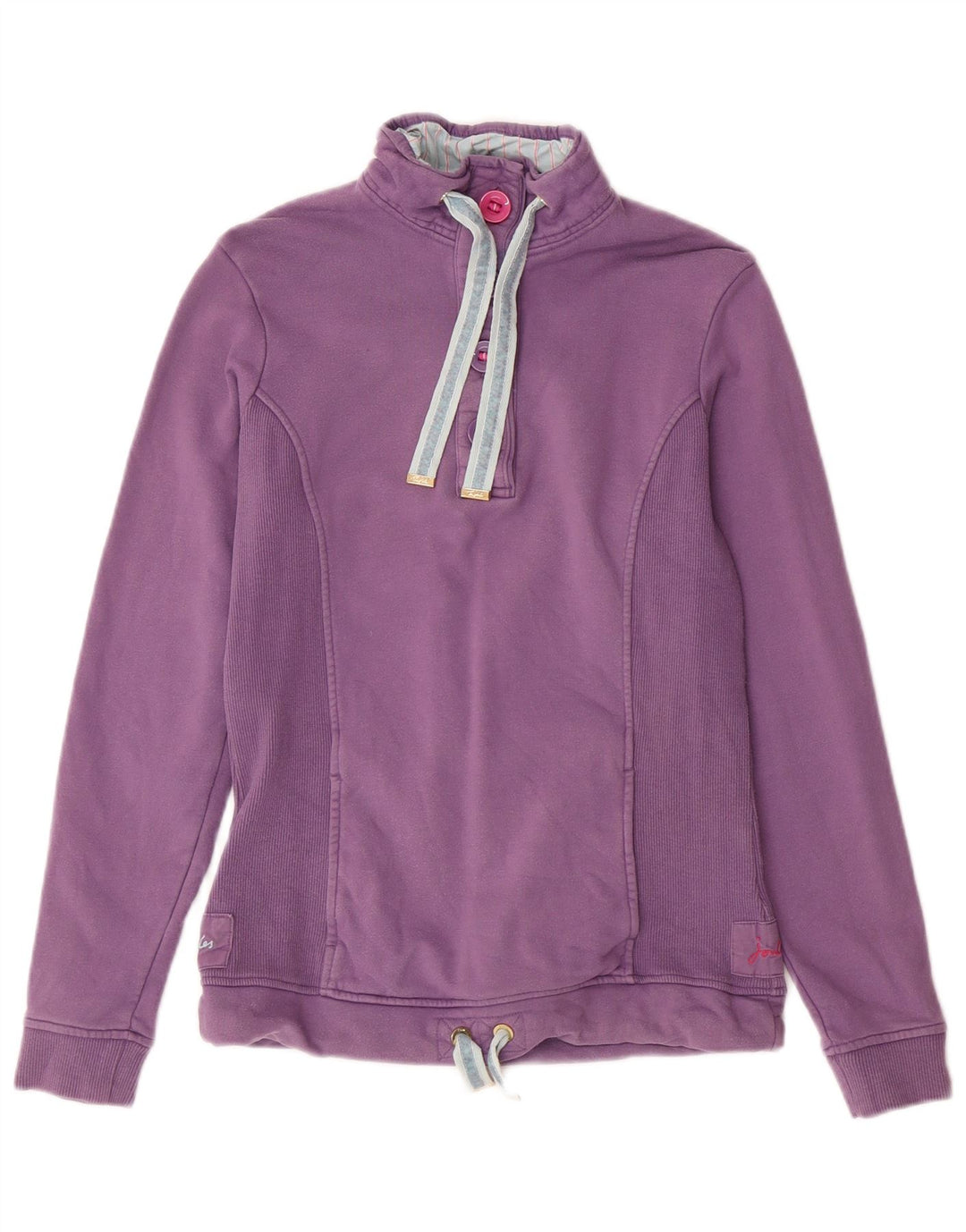 Joules Felpa da Donna con Collo a Bottone Maglione UK 8 Piccolo Cotone Viola