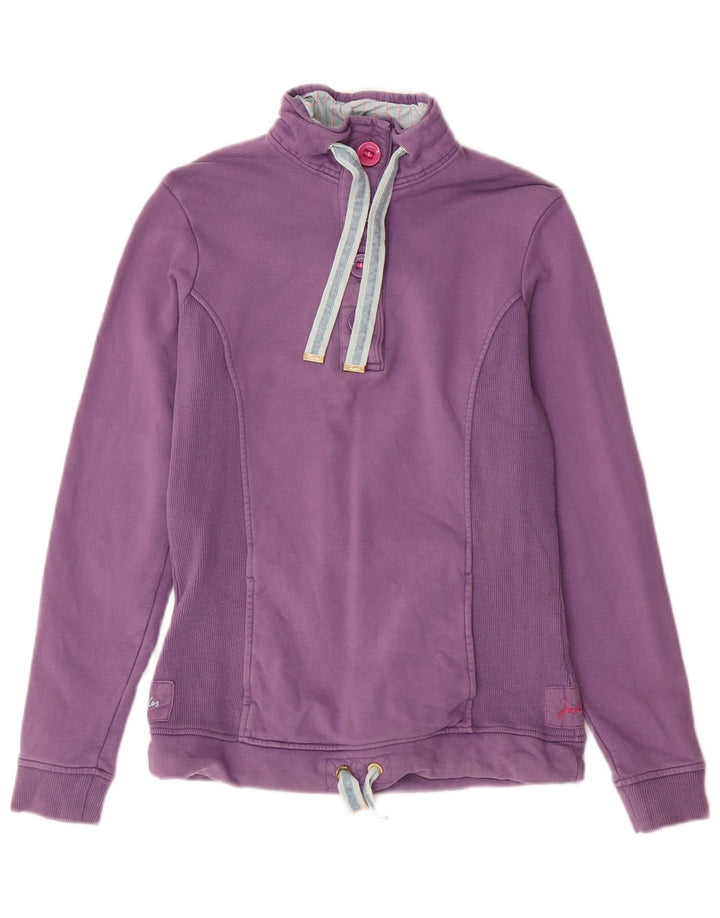 Joules Felpa da Donna con Collo a Bottone Maglione UK 8 Piccolo Cotone Viola