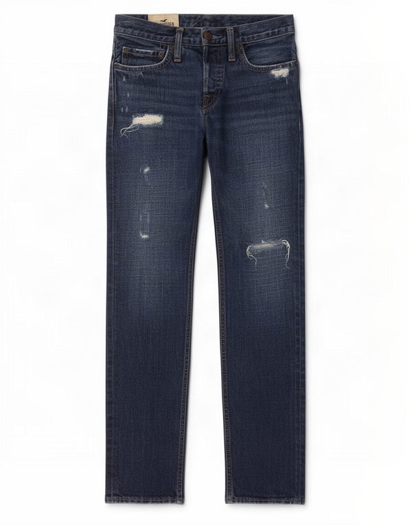 Jeans slim invecchiati Hollister da uomo W28 L30 in cotone blu navy