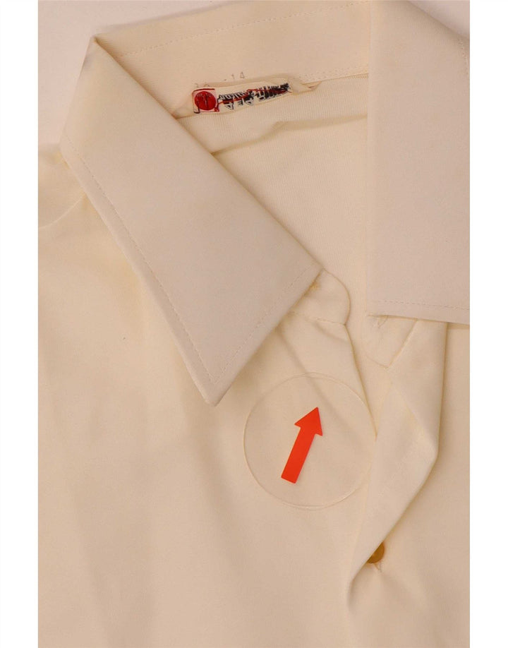 Camicia vintage da uomo taglia 36 14 Small White Nylon
