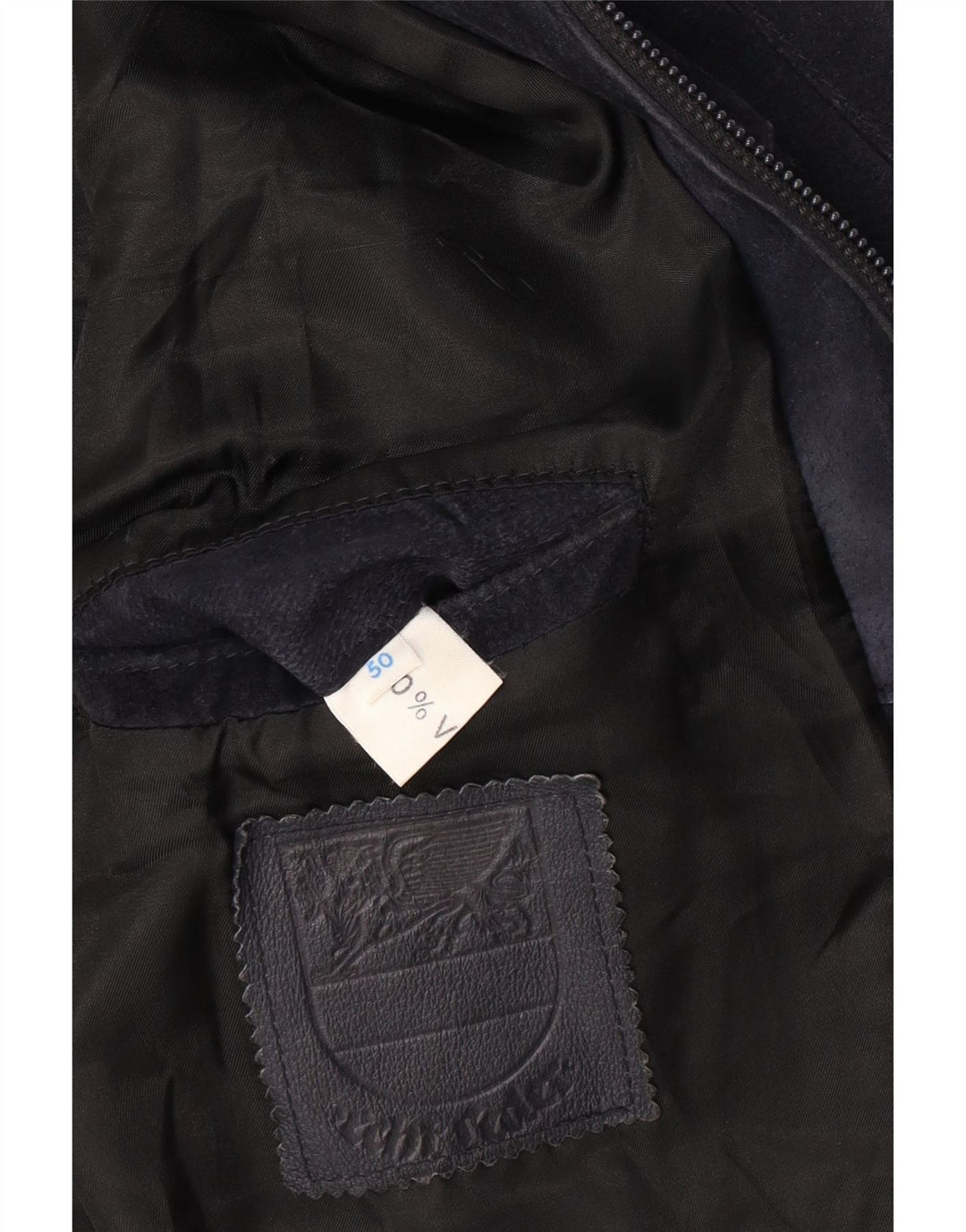 Giubbotto bomber in pelle scamosciata da uomo VINTAGE IT 50 Large in pelle blu navy