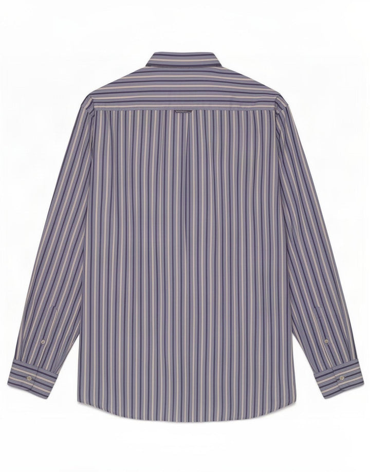 Gant Camicia da Uomo Regular Fit Grande Cotone Gessato Blu