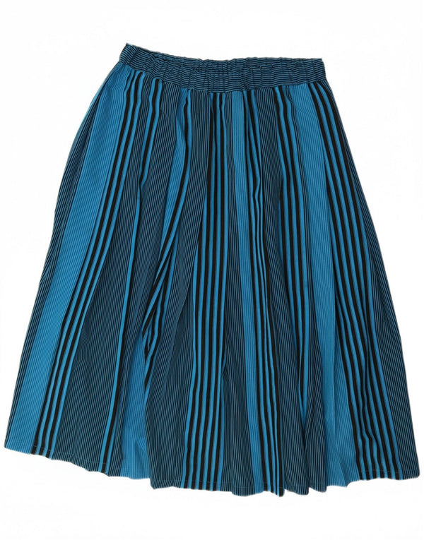 Gonna a pieghe da donna VINTAGE IT 44 media W32 poliestere a righe blu