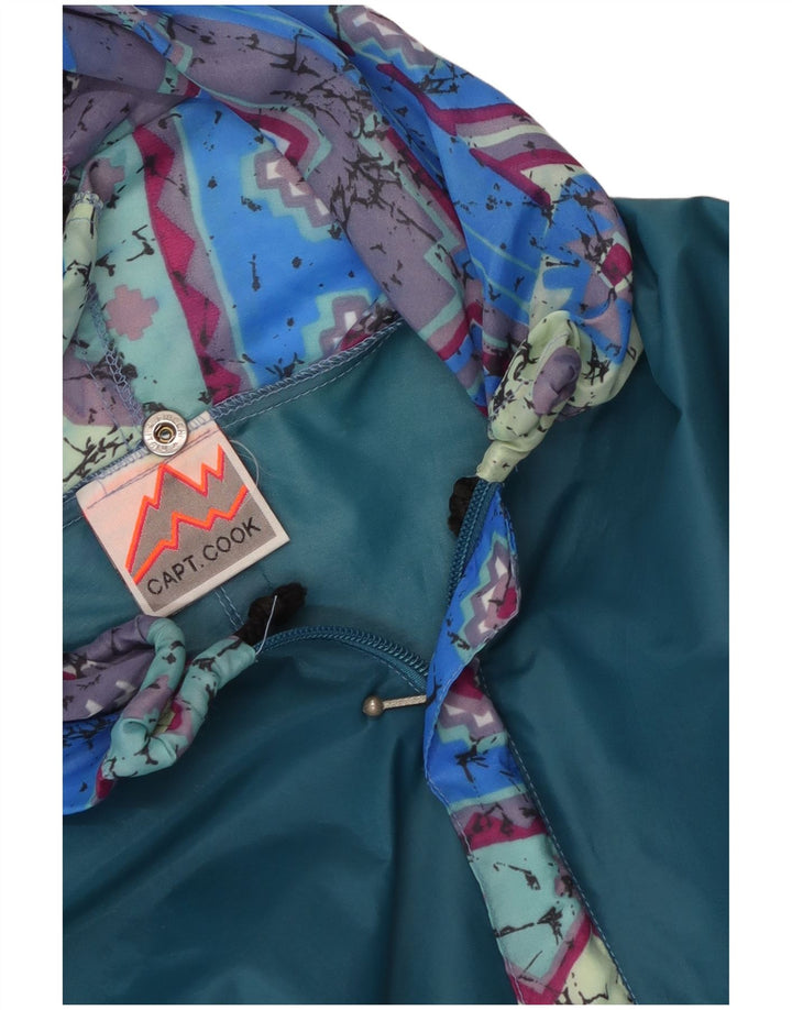 Giacca antipioggia con cappuccio astratta da uomo Capt. Cook UK 38 Blu medio