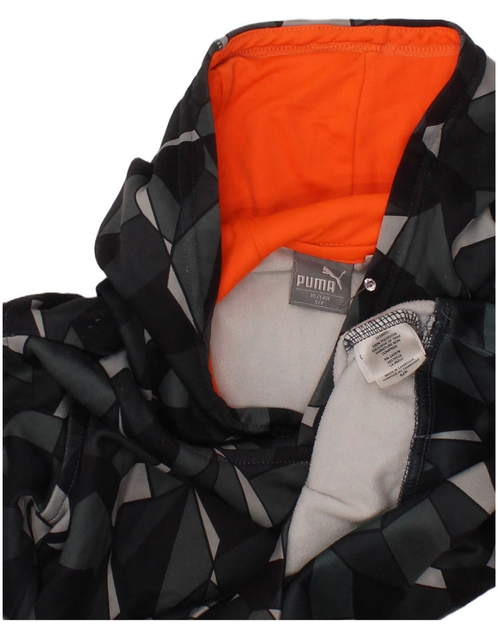 Felpa con cappuccio da bambino PUMA 7-8 anni Small in poliestere geometrico grigio