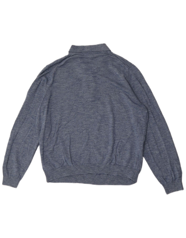 Maglione maglione da uomo Marks & Spencer con collo alto XL cotone screziato blu