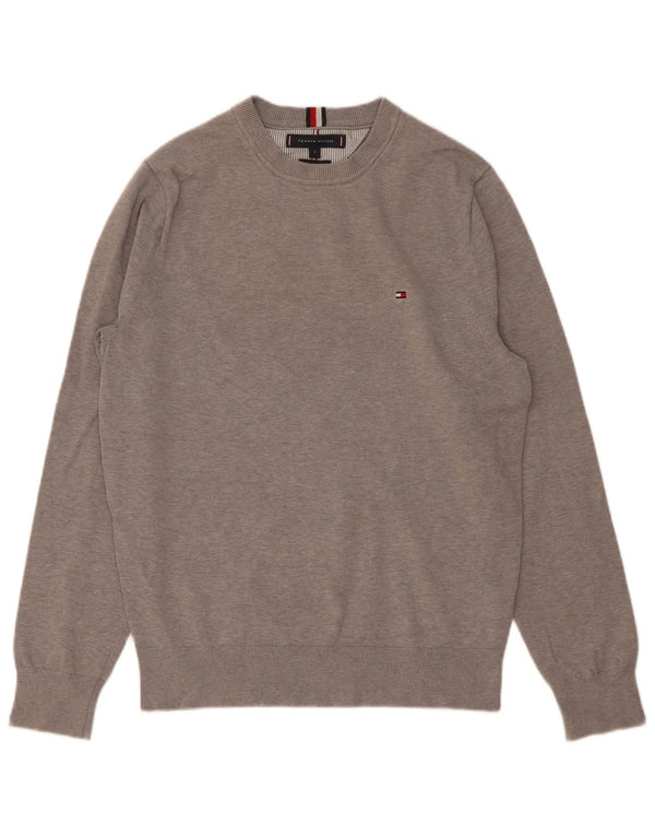 Maglione maglione girocollo da uomo Tommy Hilfiger piccolo cotone grigio