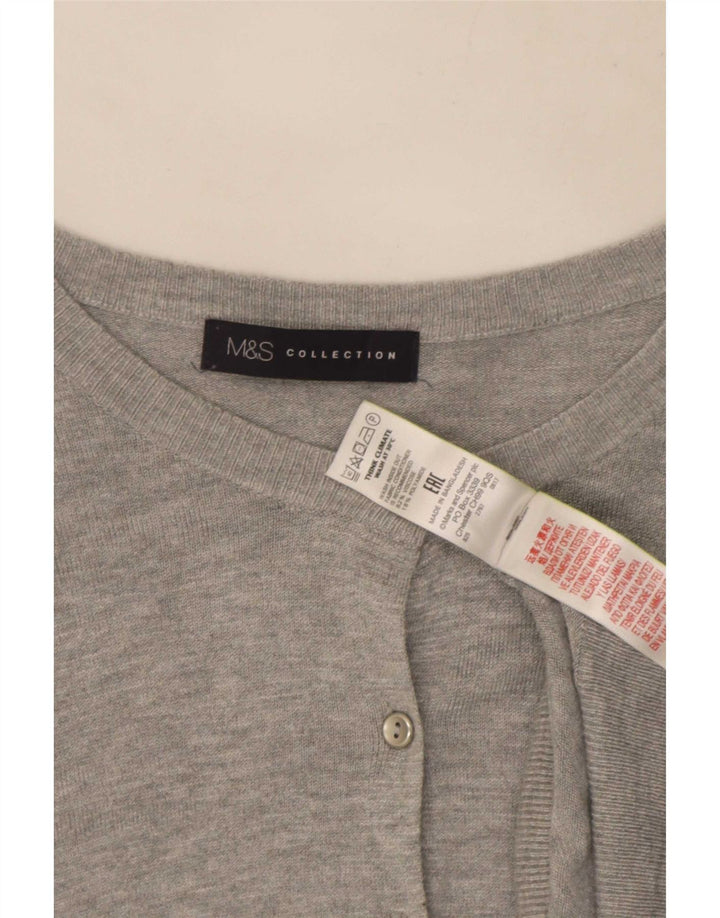 Maglione cardigan da donna Marks & Spencer UK 16 grande viscosa grigia