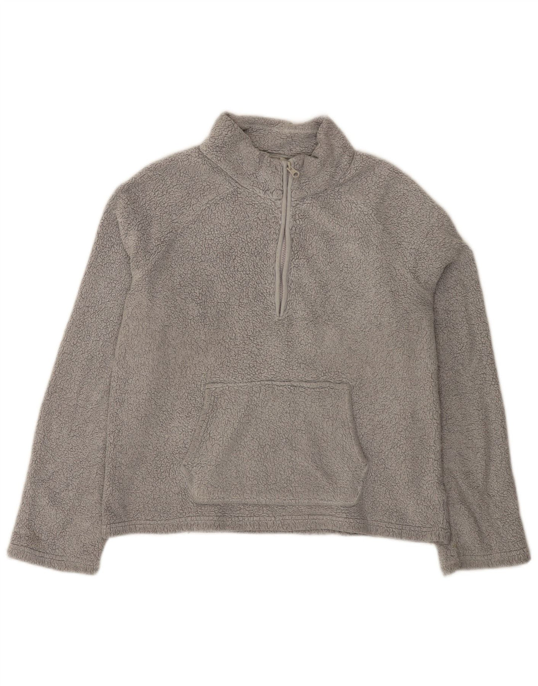 Maglione in pile da donna con collo e zip Fat Face UK 14 grande poliestere grigio