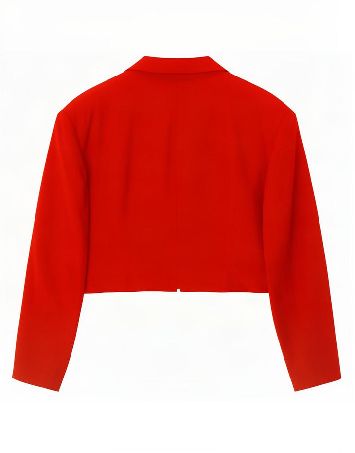 Giacca blazer corta da donna vintage a 1 bottone IT 46 grande viscosa rossa