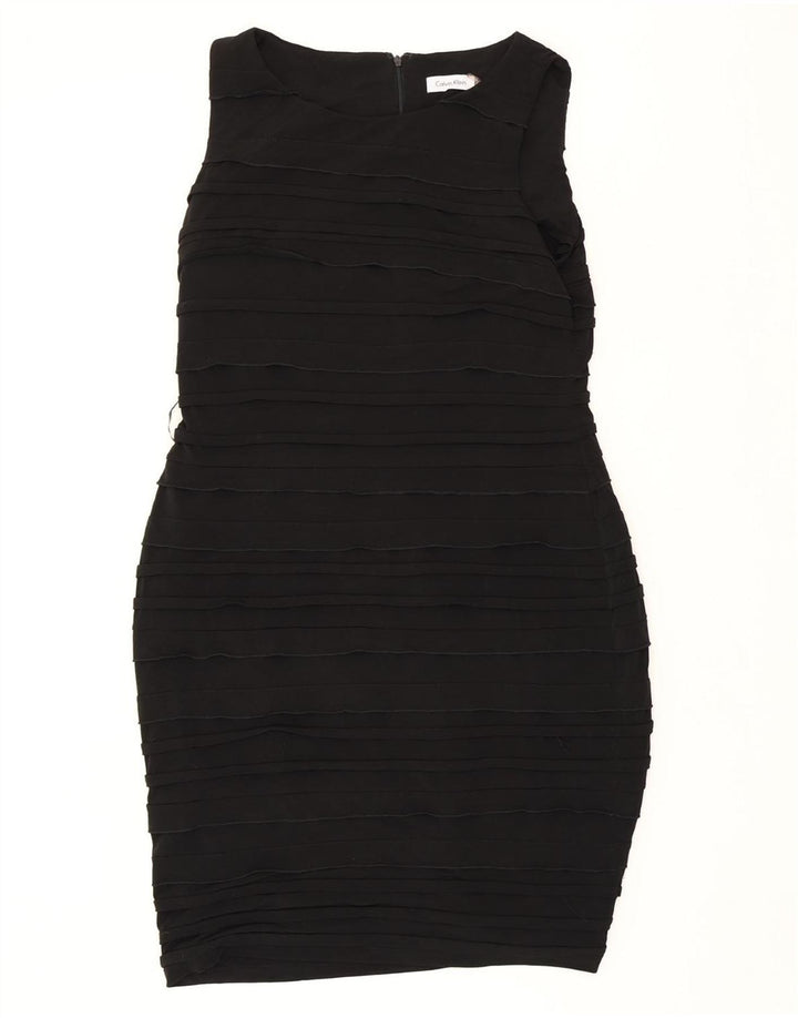 CALVIN KLEIN Abito tubino senza maniche da donna US 12 Large Nero Poliestere