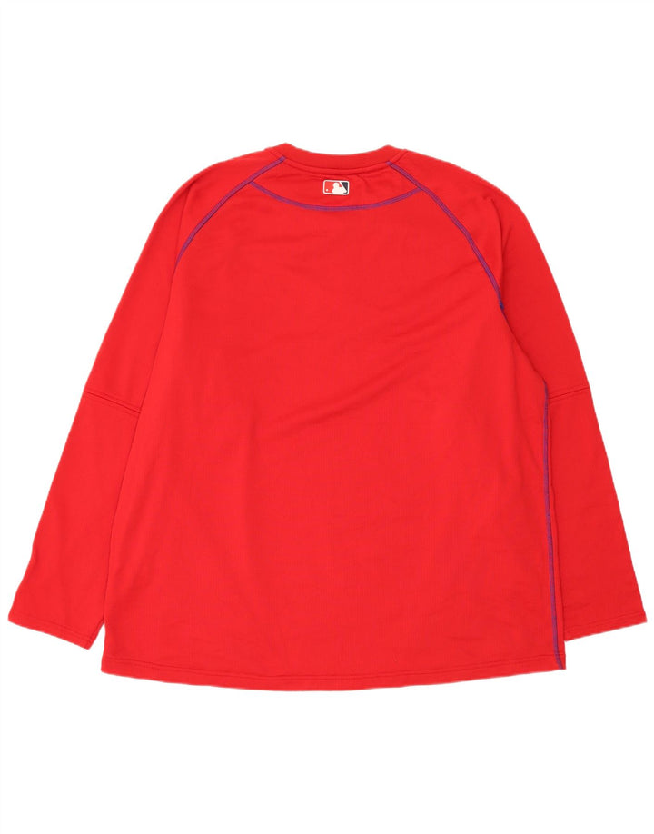 Majestic Maglia da uomo Washington Nationals a maniche lunghe XL rossa in poliestere