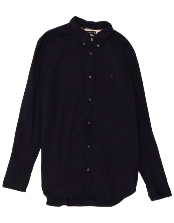 Camicia slim fit da uomo Tommy Hilfiger grande in cotone blu navy