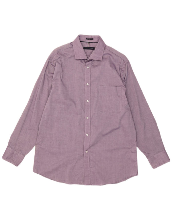 Camicia da uomo vestibilità regolare Tommy Hilfiger taglia 16 1/2 grande cotone viola