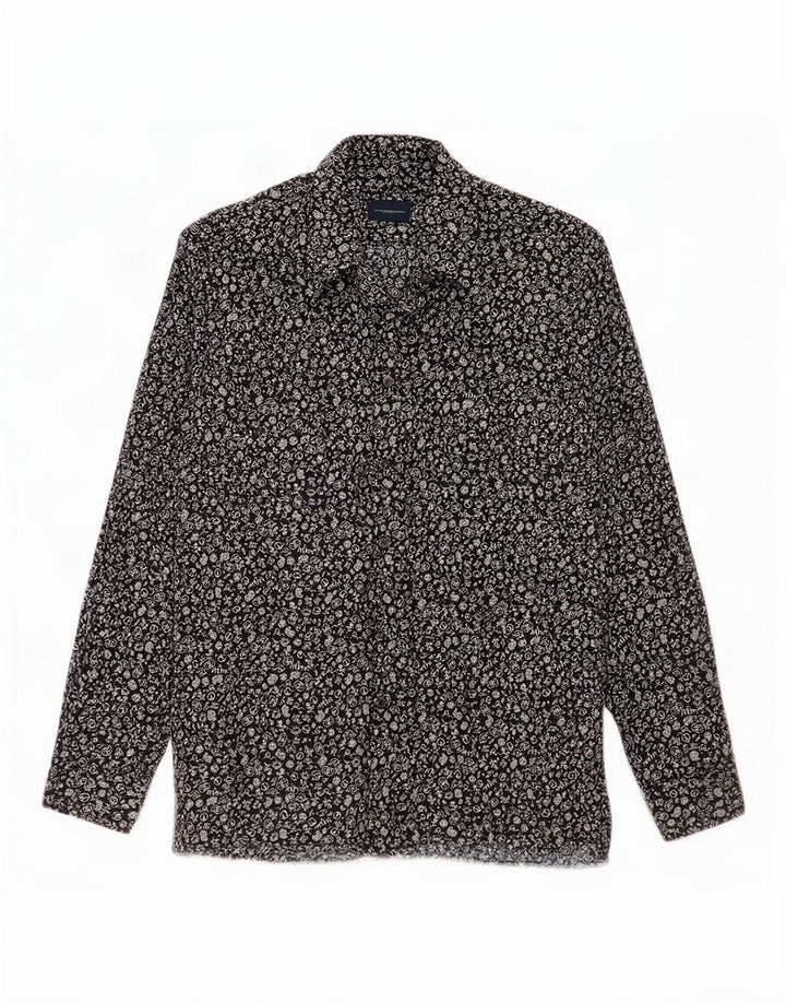 Camicia da uomo con motivo astratto Abercrombie & Fitch piccola nera