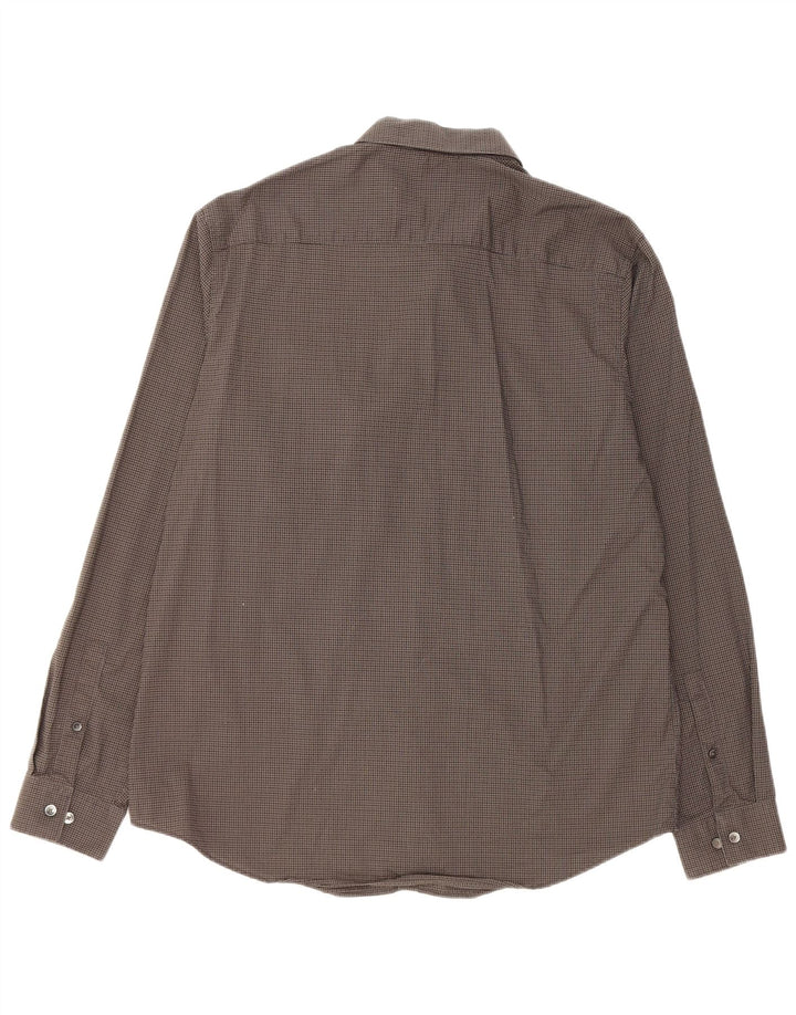 Camicia da uomo Calvin Klein grande in cotone a quadretti grigio