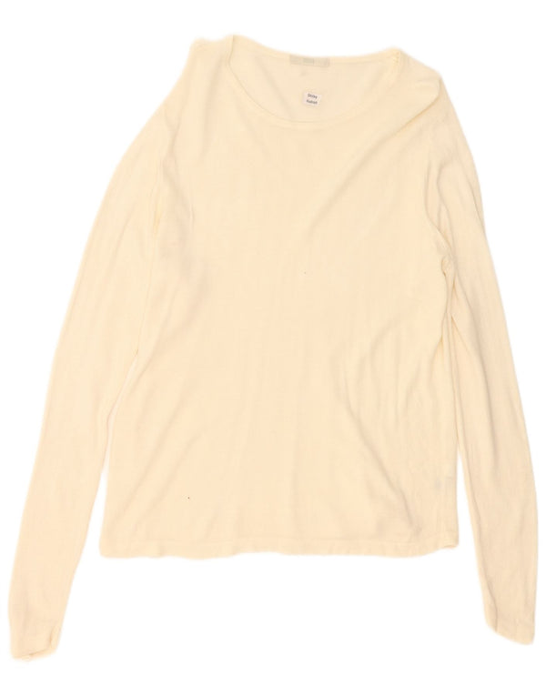 Marks & Spencer Top da donna a maniche lunghe UK 16 Large Beige Acrilico