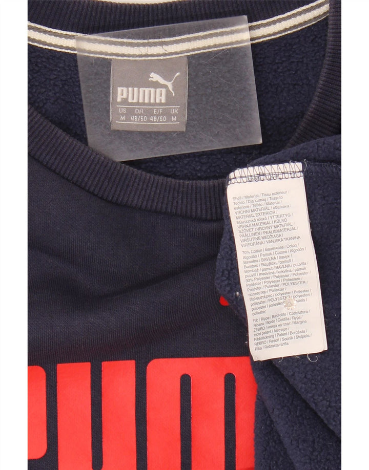 PUMA Mens Graphic Sweatshirt Jumper Medium Navy Blue Cotton