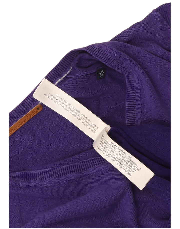 Maglione da uomo con scollo a V Massimo Dutti in cotone viola medio