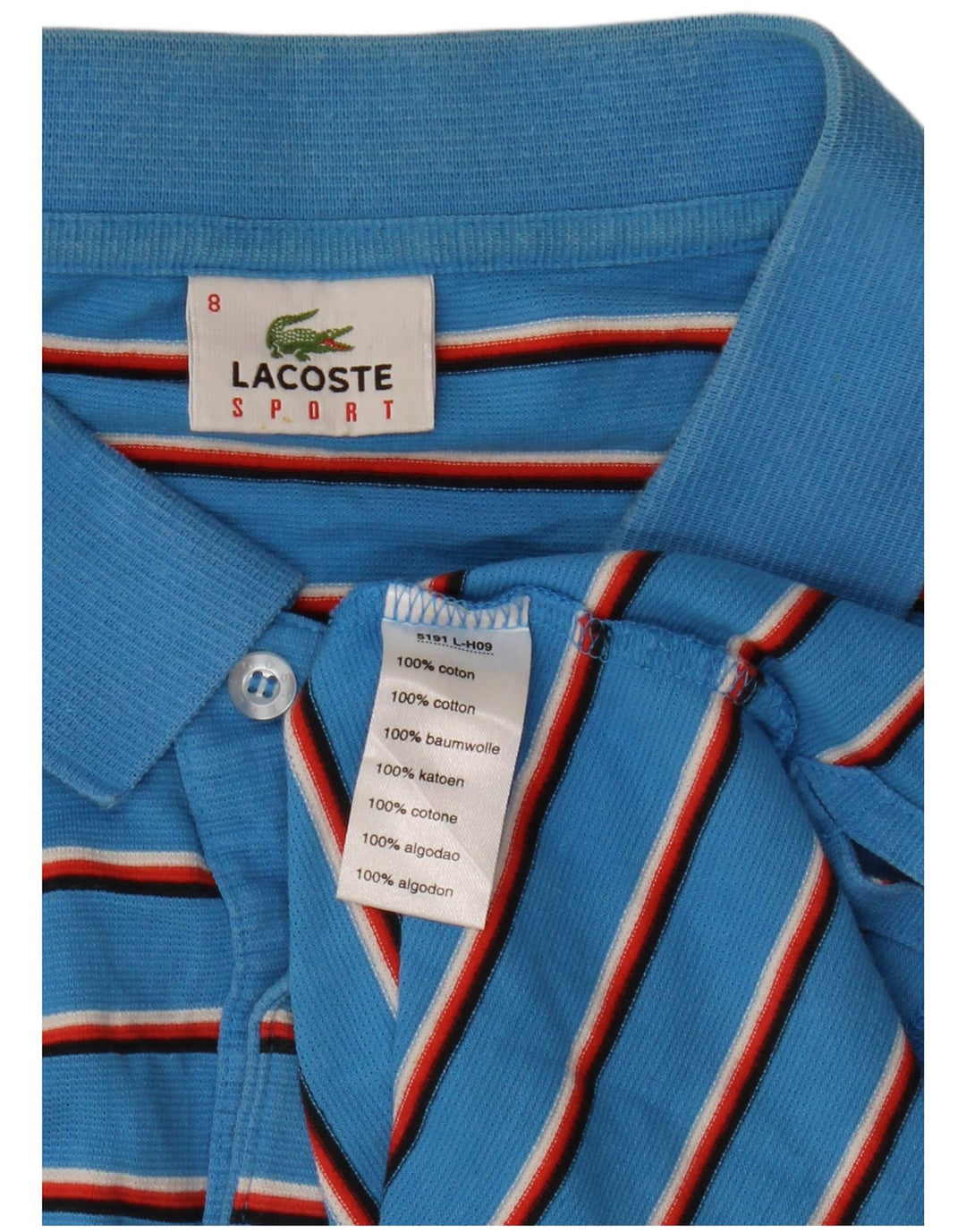 Polo da uomo Lacoste taglia 8 3XL cotone a righe blu