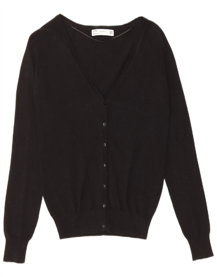 Maglione cardigan da donna Zara UK 12 cotone nero medio