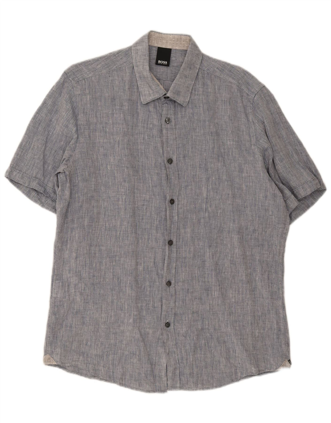 Camicia a maniche corte da uomo Hugo Boss Large in cotone blu