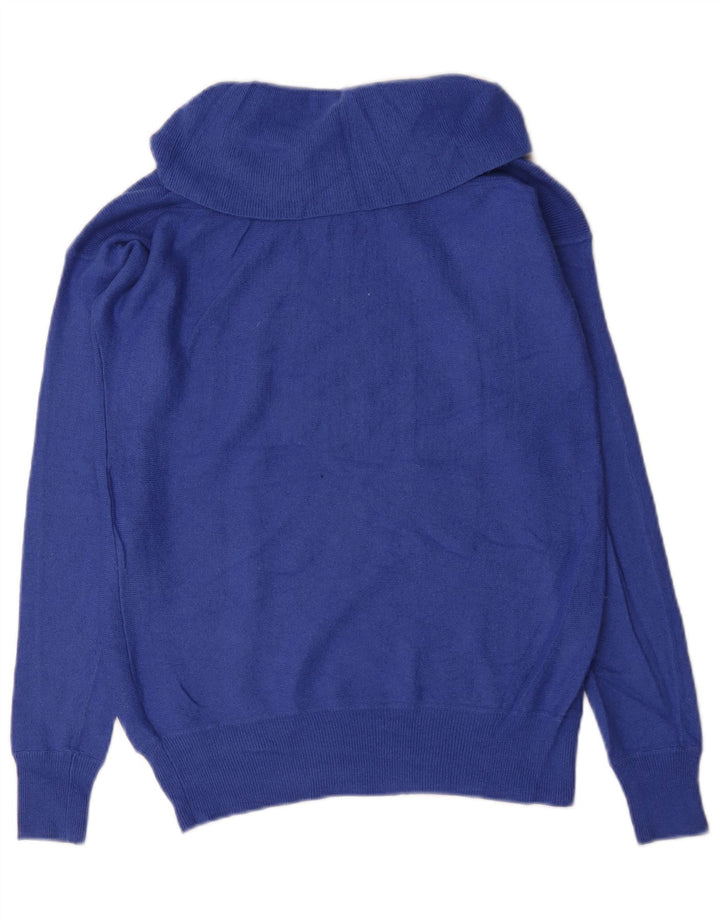 Maglione maglione oversize da donna Reiss con collo alto UK 10 piccolo viscosa blu