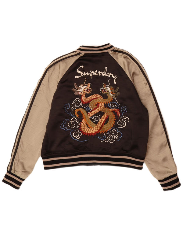 Giacca da ginnastica da donna con grafica Superdry UK 16 Large Marrone Colourblock