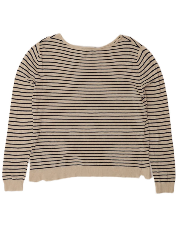 Maglione Zara da donna oversize con scollo a barca UK 10 piccolo a righe beige