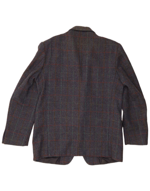 Giacca blazer vintage da uomo a 2 bottoni IT 54 2XL pied de poule blu navy